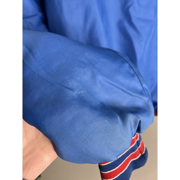 Vtg Blue Holloway Satin Snap Up Bomber Jacket Made In USA Steel Mining Size Med - Picture 8 of 16